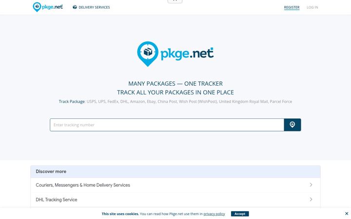 Screenshot of pkge.net