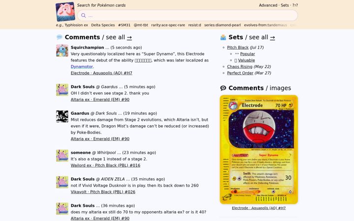 Screenshot of pkmncards.com