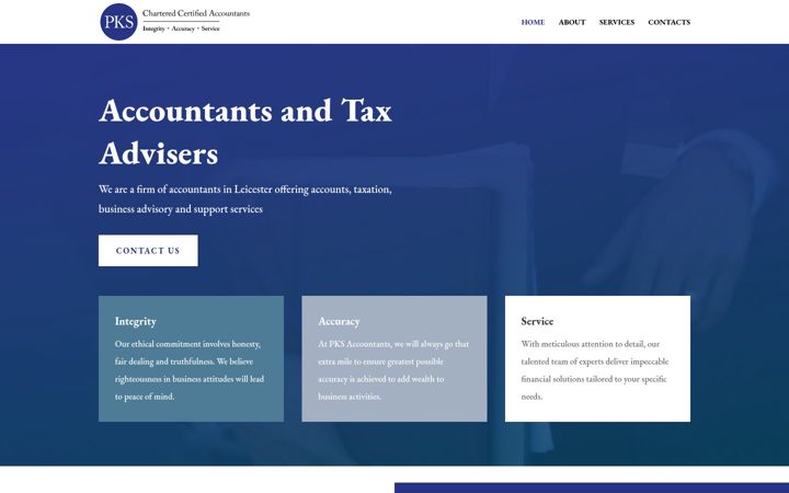 Snímek obrazovky pksaccountants.co.uk