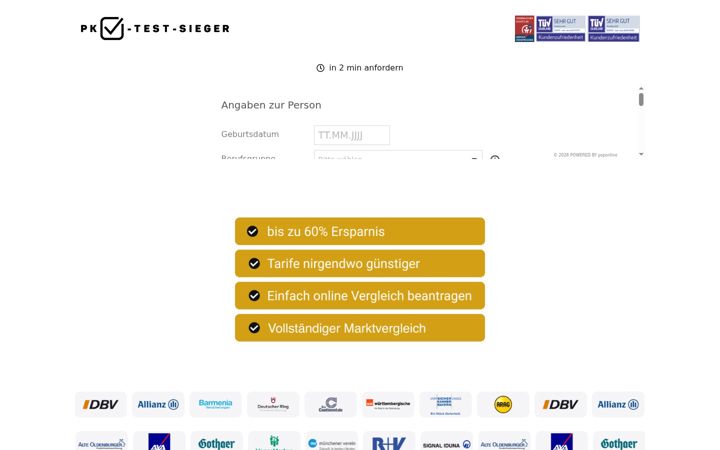 Screenshot ta' pkv-test-sieger.de