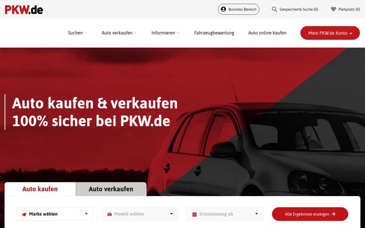 Screenshot of pkw.de