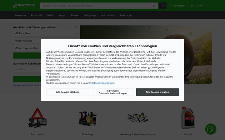 Screenshot of pkwteile.de