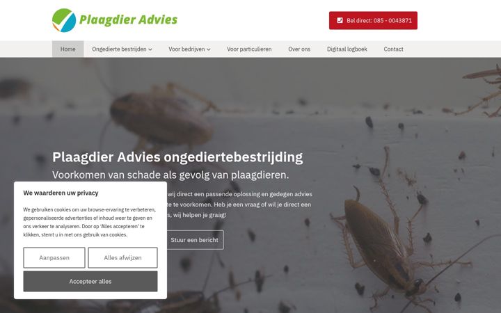 Snímek obrazovky plaagdieradvies.nl