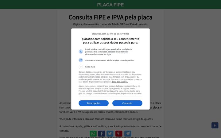 Screenshot of placafipe.com