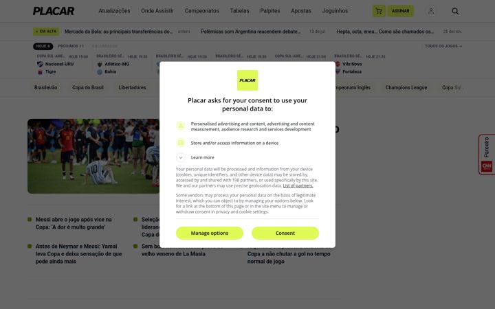 Screenshot of placar.com.br