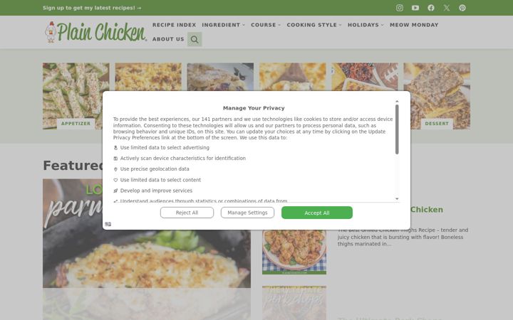 Screenshot of plainchicken.com