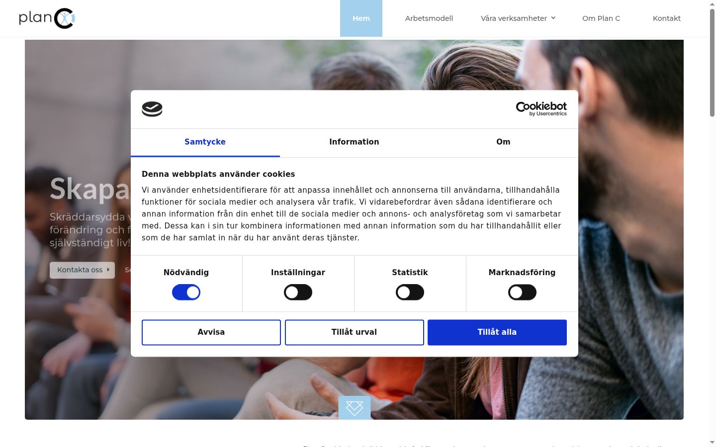 Screenshot van de toestemmingsbanner zoals getoond vóór enige interactie