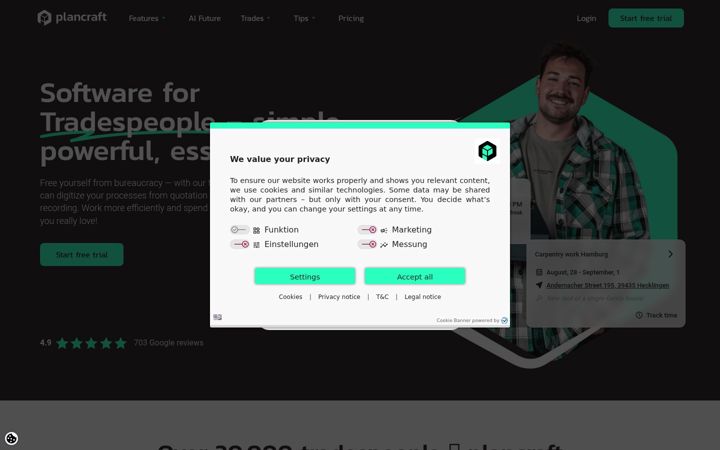 Screenshot of plancraft.com