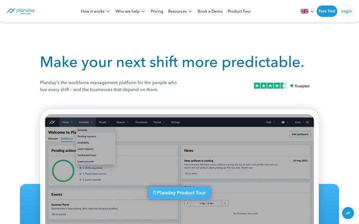 Screenshot of planday.com