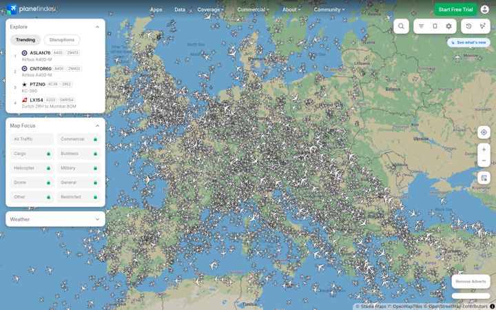 Ekrano kopija planefinder.net