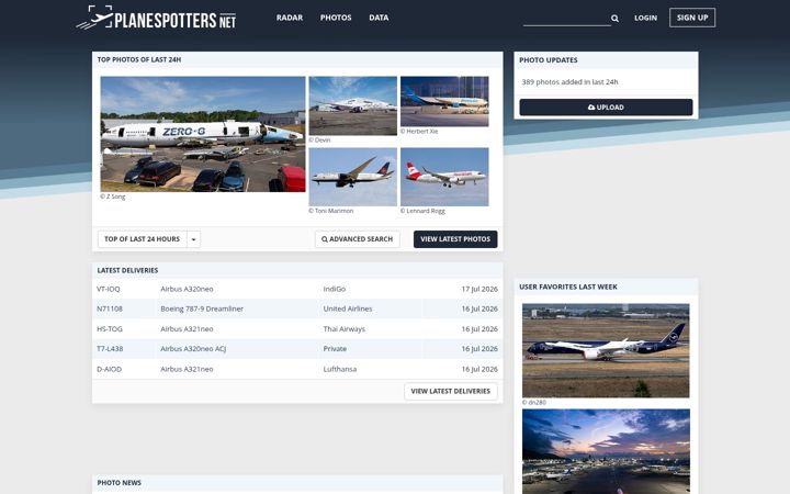 Képernyőkép: planespotters.net