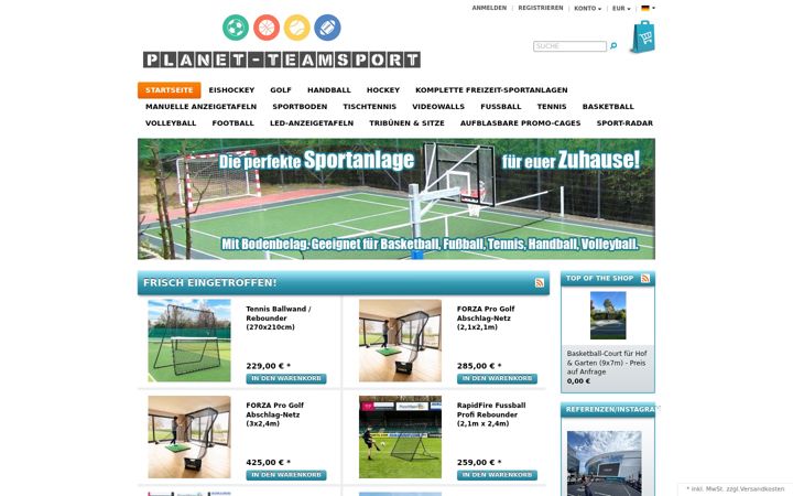 Capture d'écran de planet-teamsport.de