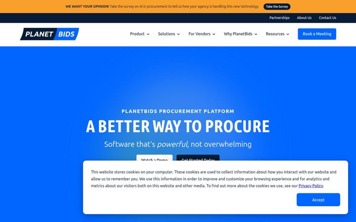 Screenshot of planetbids.com