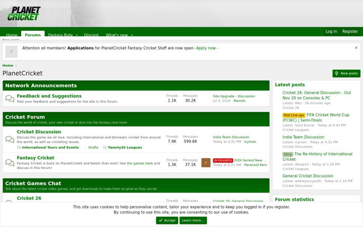 Screenshot of planetcricket.org