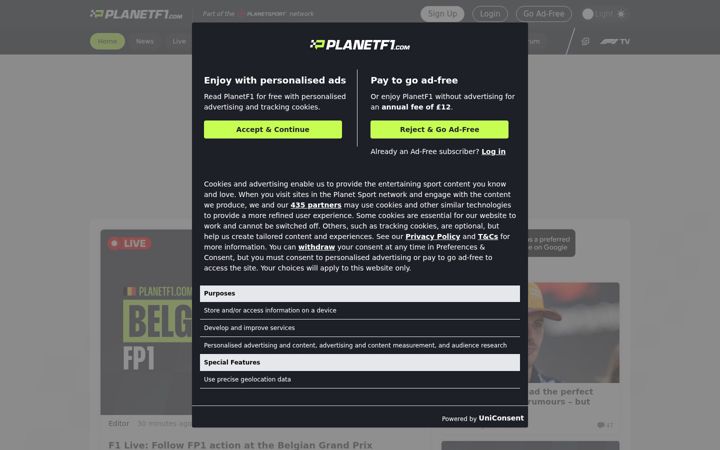 Ekrano kopija planetf1.com