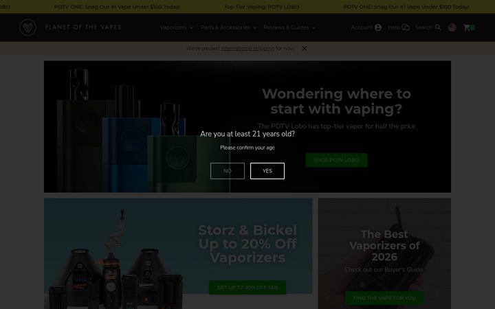 Screenshot von planetofthevapes.com