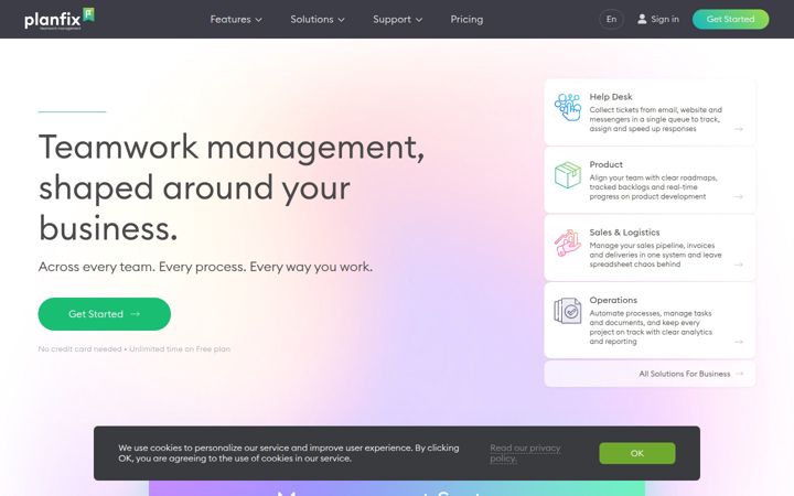 Screenshot di planfix.com