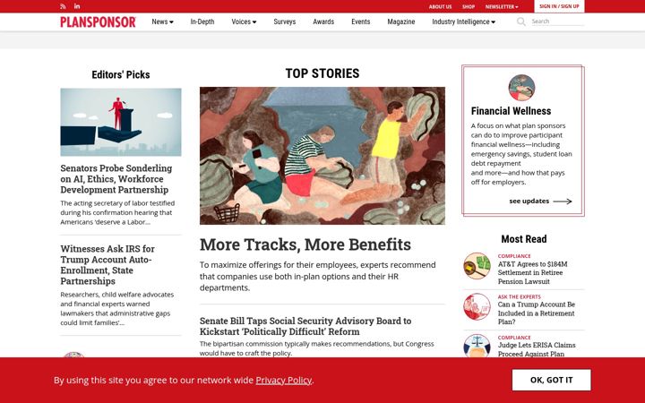 Screenshot of plansponsor.com