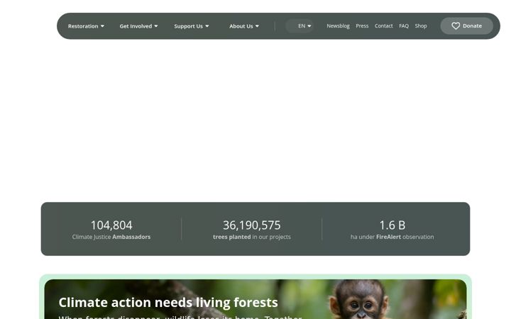 Screenshot of plant-for-the-planet.org