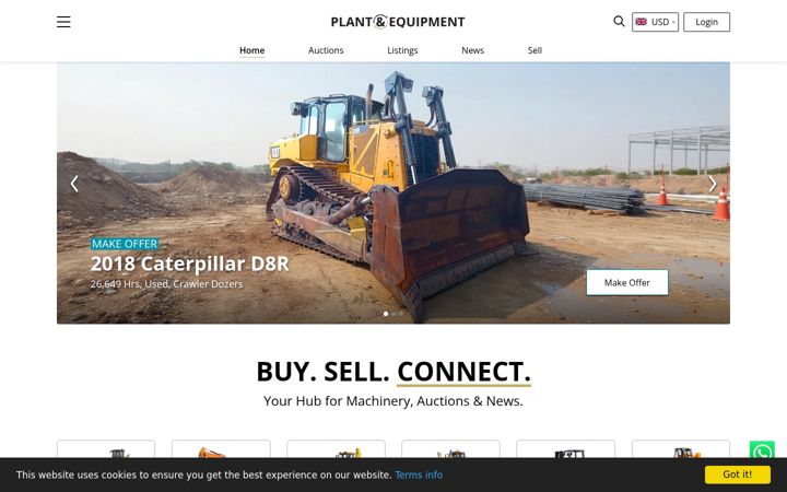 Screenshot of plantandequipment.com