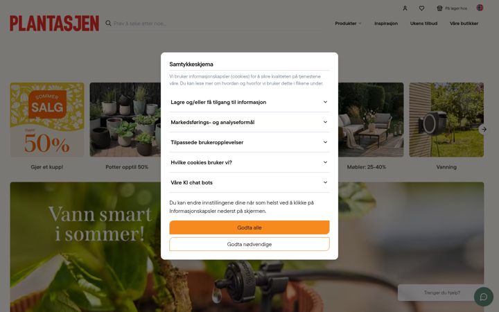 Screenshot of plantasjen.no
