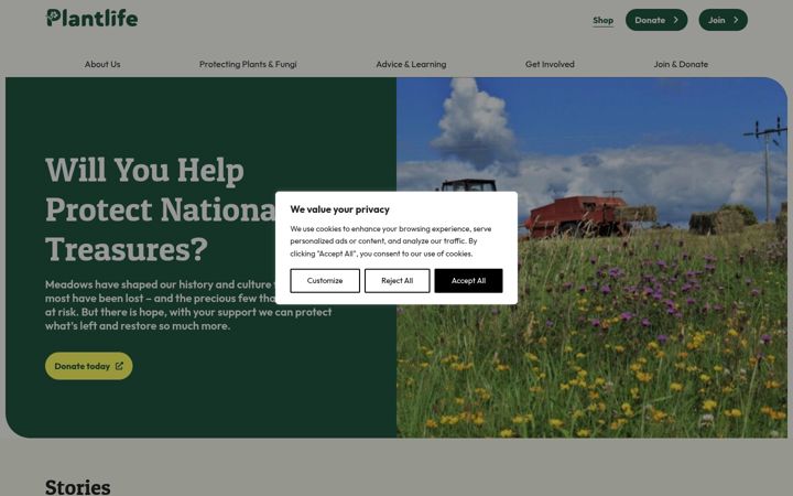 Screenshot of plantlife.org.uk