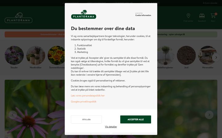 Screenshot of plantorama.dk