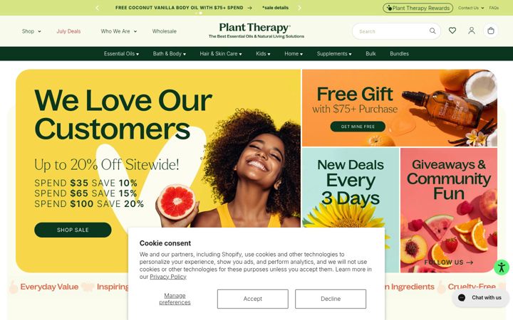 Screenshot of planttherapy.com