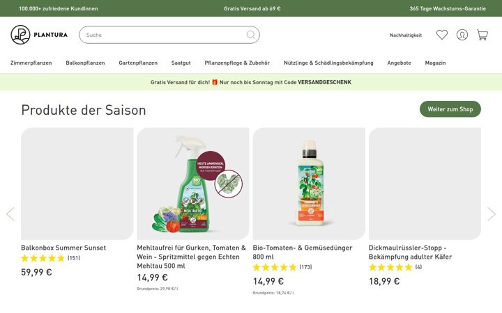 Screenshot of plantura.garden