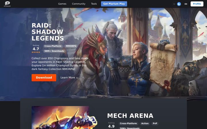 Екранна снимка на plarium.com