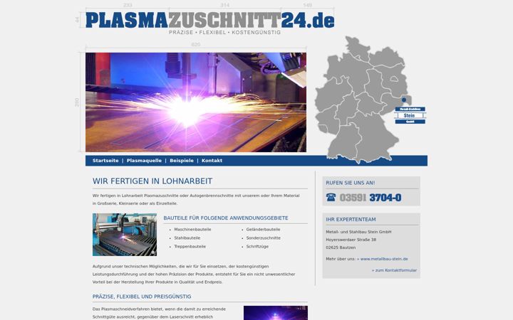 Skærmbillede af plasmazuschnitt24.de