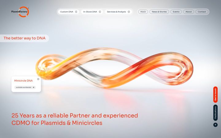 Posnetek zaslona plasmidfactory.com