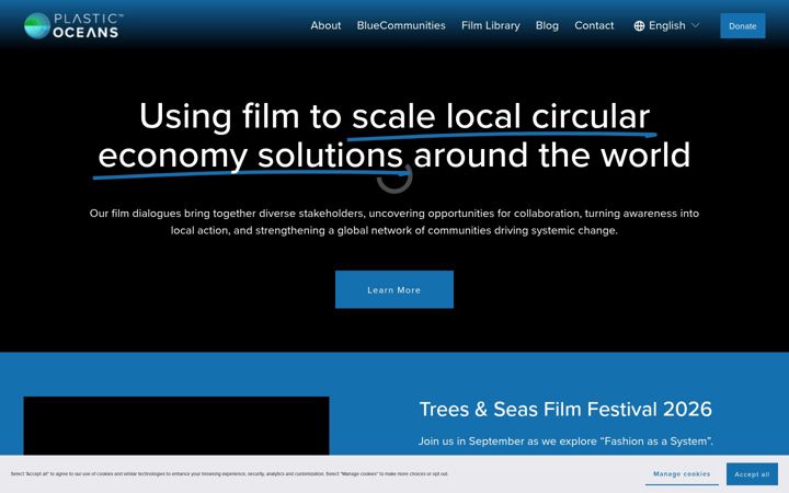 Screenshot of plasticoceans.org