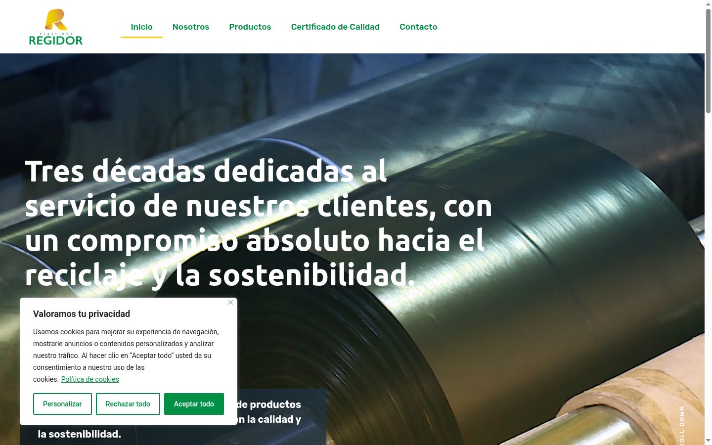 Captura de ecrã do banner de consentimento apresentado antes de qualquer interação