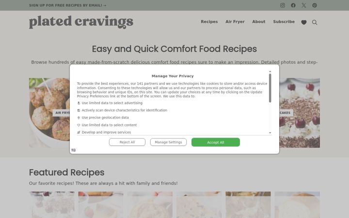 Screenshot of platedcravings.com