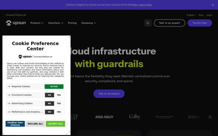 Screenshot di platform.sh