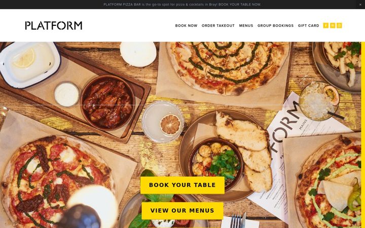 Captura de ecrã de platformpizzabar.ie