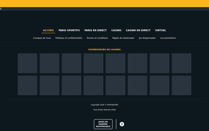 Screenshot ta' platinbet365.com