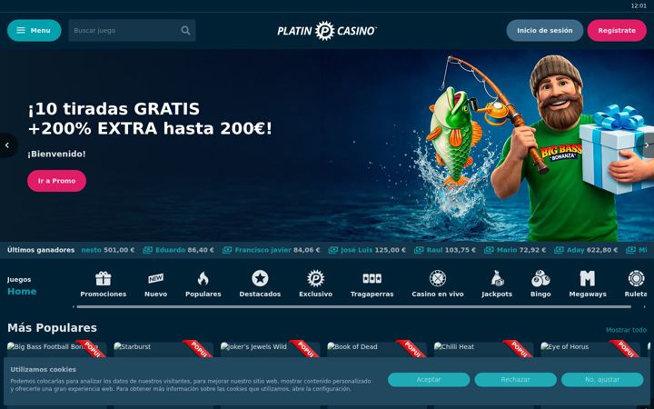 Screenshot of platincasino.es