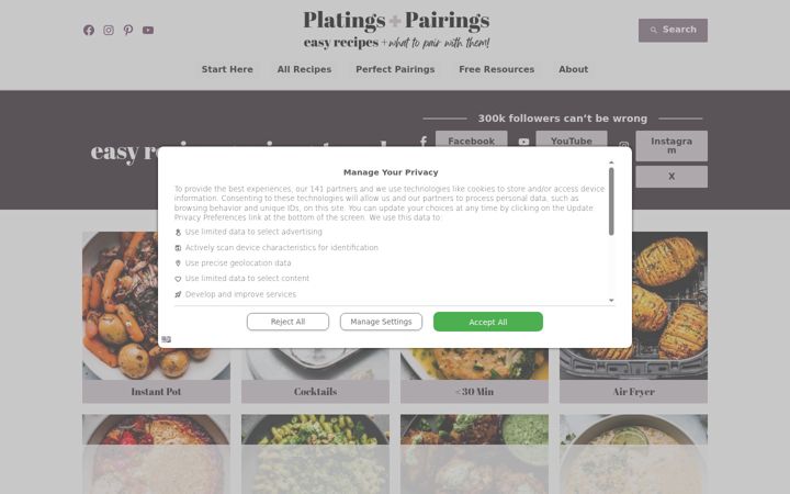Screenshot of platingsandpairings.com