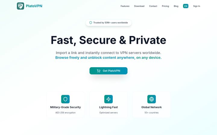 Screenshot van platovpn.com