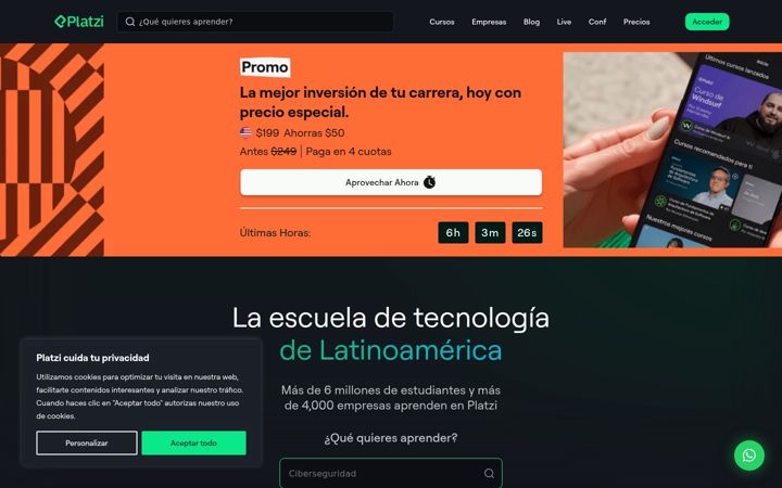 Screenshot of platzi.com