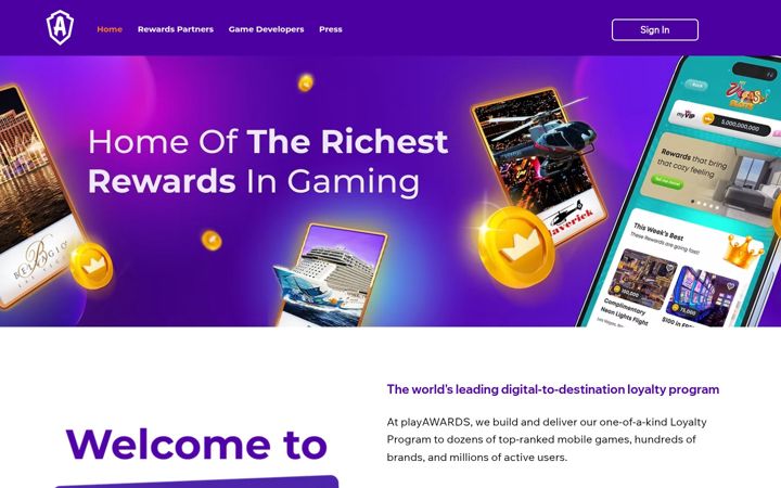 Screenshot of playawards.com