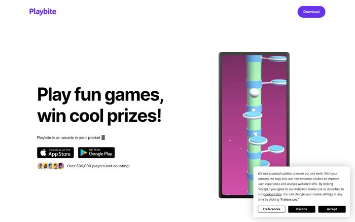 Screenshot of playbite.com
