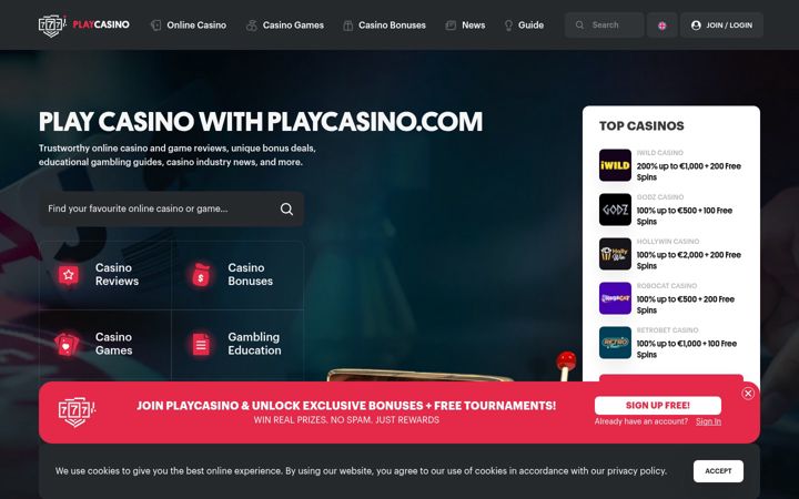 Screenshot of playcasino.com