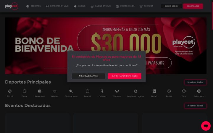 Screenshot of playcet.bet.ar
