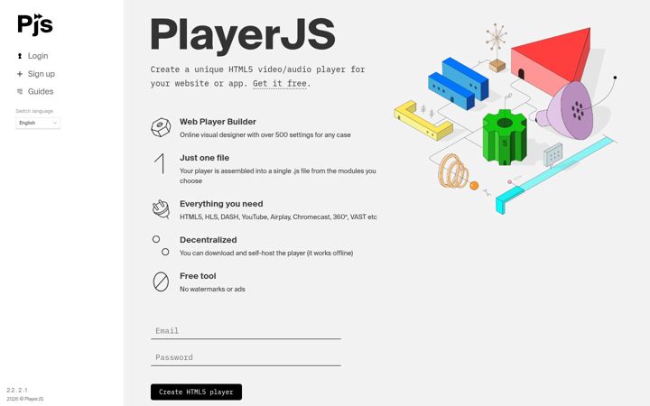 Screenshot of playerjs.com