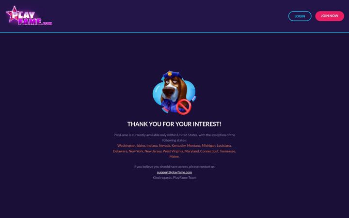 Screenshot of playfame.com