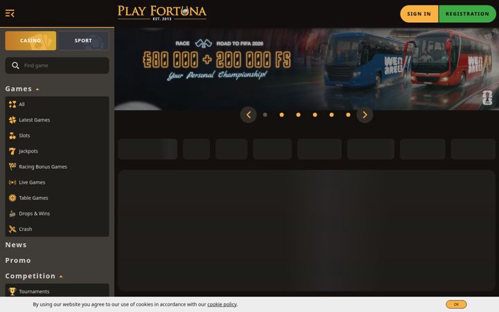 Screenshot of playfortuna.com