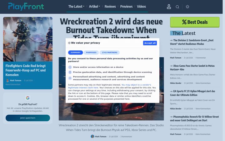 Screenshot of playfront.de
